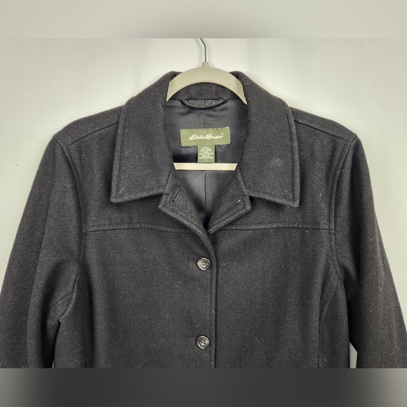 Eddie Bauer Women's Black Peacoat 76% Wool Size Large - Picture 10 of 11